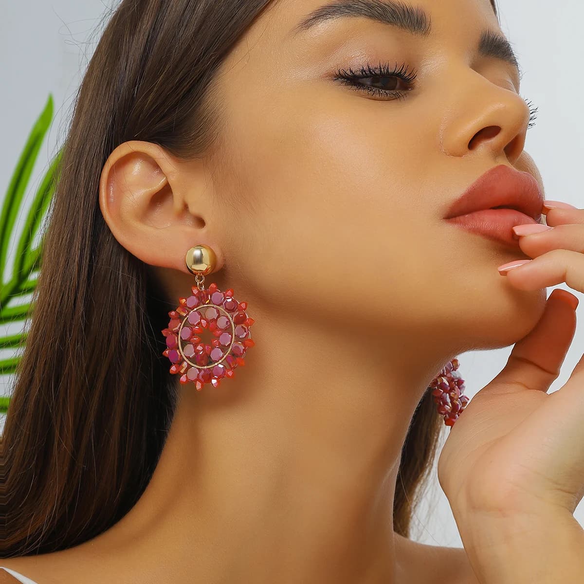 Fashionable Multicolor Seed Earrings for Women Girls Style Bohemain Flower Crystal Beads Pendant Earrings Party Jewelry
