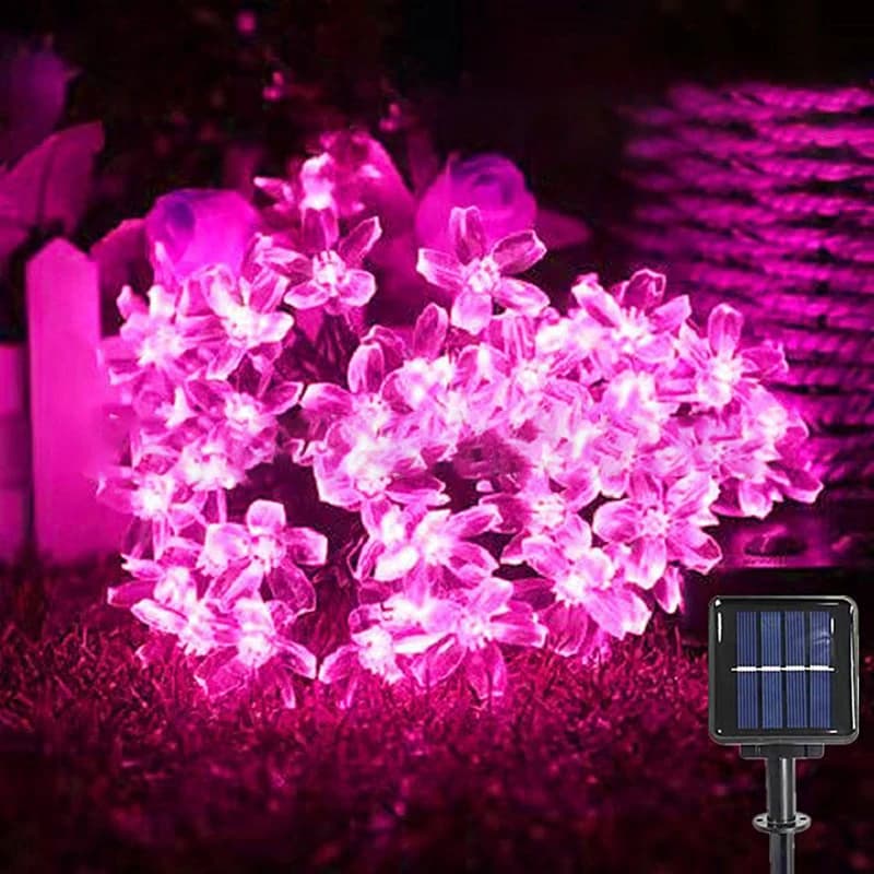 Luci solari per fiori di ciliegio da giardino, ghirlande, luci a corda, lampada solare impermeabile per esterni, decorazione natalizia