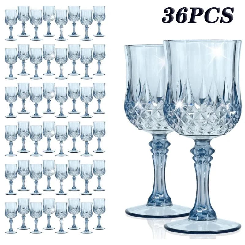 12-36PCS Fluti da champagne in plastica alta infrangibile Bicchieri da vino riutilizzabili per la decorazione di bicchieri da picnic all'aperto per feste di nozze