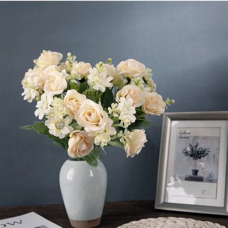 Rose Artificial Flowers Bouquet Silk Roses Wedding Home Table Decoration Arrange Fake Plants Valentine's Day Present Supplies