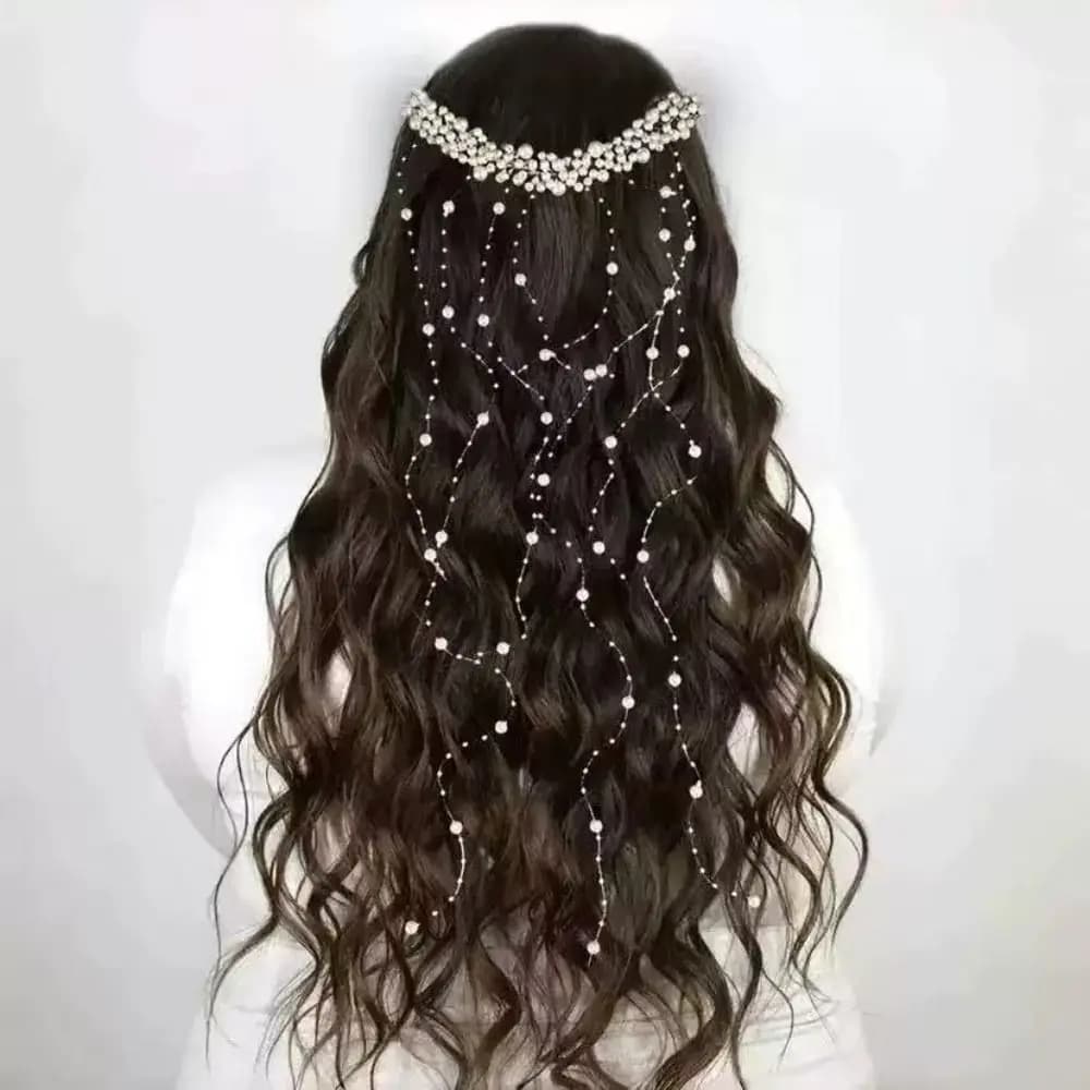 Elegante Pettine per Capelli da Sposa con Decorazione a Nappa, Perle Artificiali e Perline, Squisito Fermaglio per Capelli da Sposa per Abito da Sposa