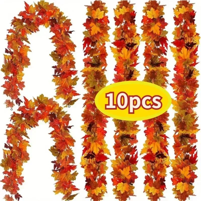 Artificial autumn maple leaves garland False plants Autumn decorations Screw leaves for Thanksgiving Halloween Festival Wedding decorations
