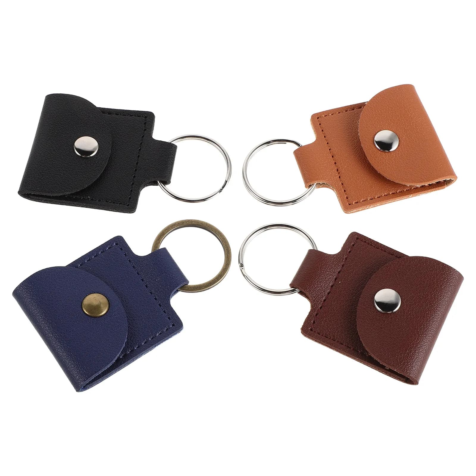 4Pcs Guitar Pick Case PU Keychain Pouch Scratchproof Waterproof Travel Musician Organizer Coin Protector for Acoustic
