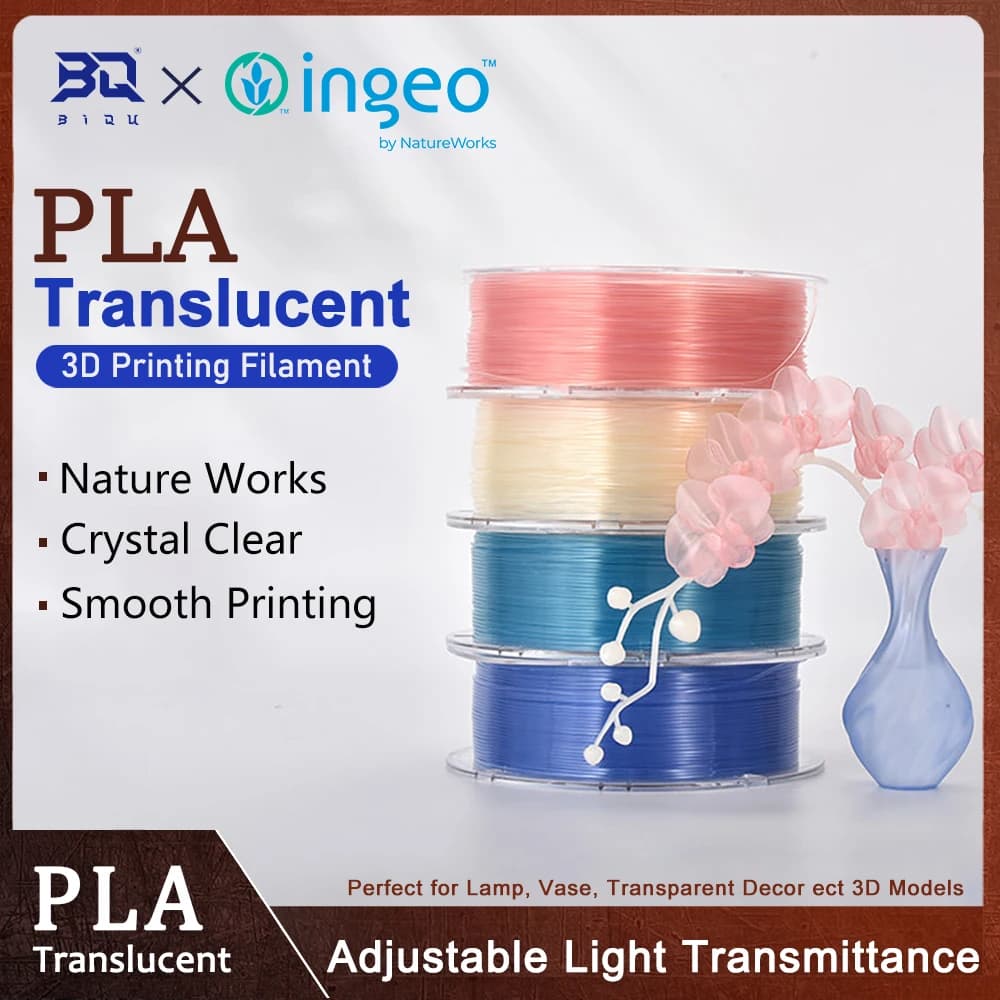 PLA Translucent 3D Printer Filament 1.75mm Clear PLA 3D Printer Material Adjustable Light Transmittance for Bambu Lab FDM