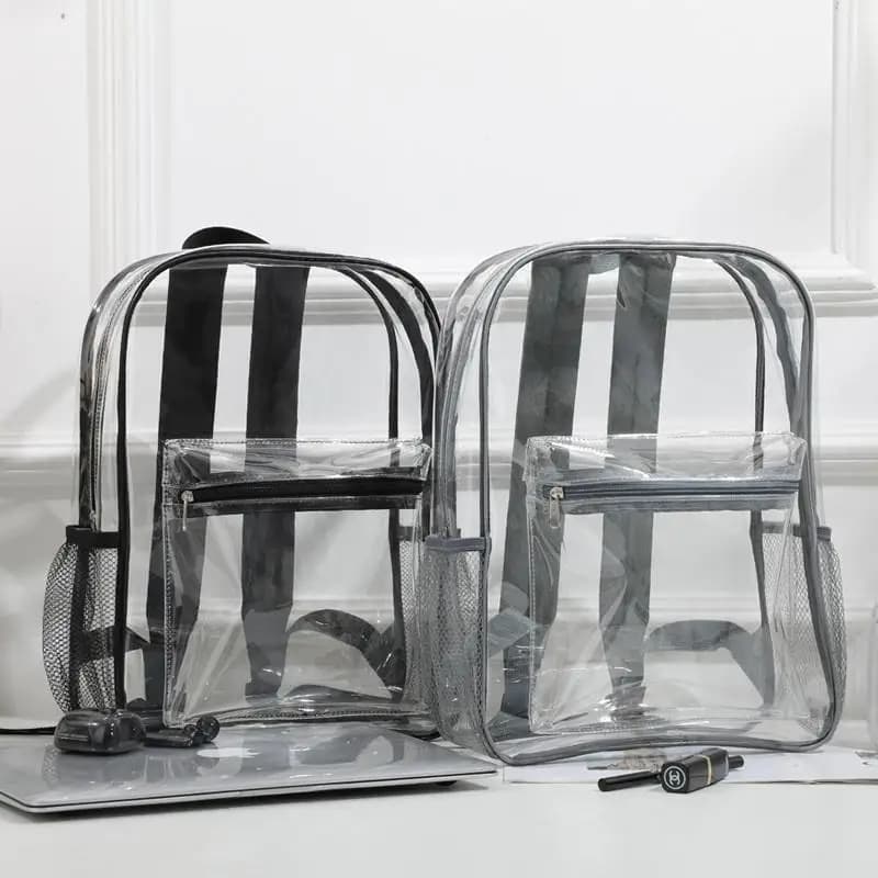 Hot Sale Transparent PVC Outdoor Sports Fitness Knapsack Casual Travel Visible Backpack Large Capacity Waterproof Shoulders Bag