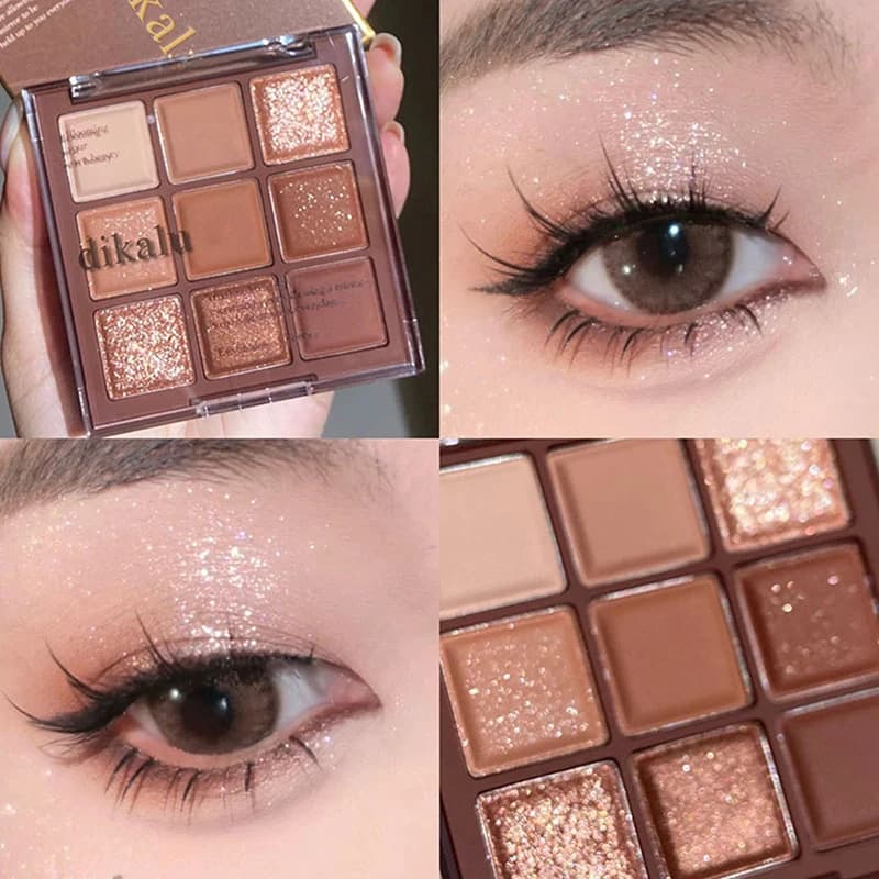 Palette di ombretti glitterati a 9 colori DIKALU: un prodotto cosmetico coreano professionale con glitter neon