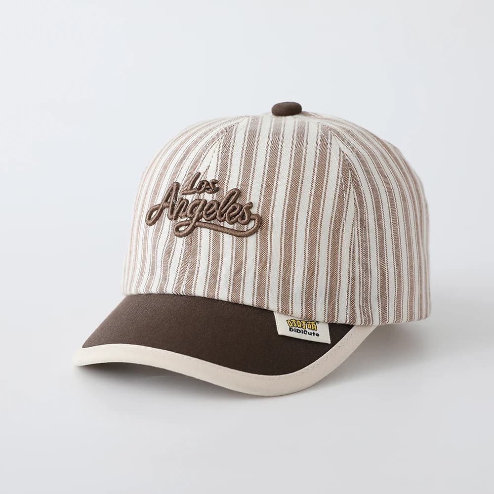 Children's "Los Angeles" printed striped baseball cap, contrasting color brimmed sun hat,adjustable,suitable for boys and girls