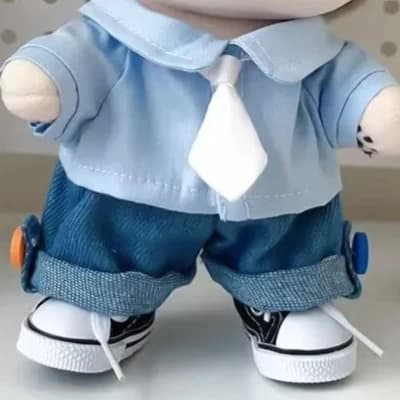 Clothes for dolls Clothing for dolls original in 20 cm cotton, cute plush figurines, shirt, tie, jeans set