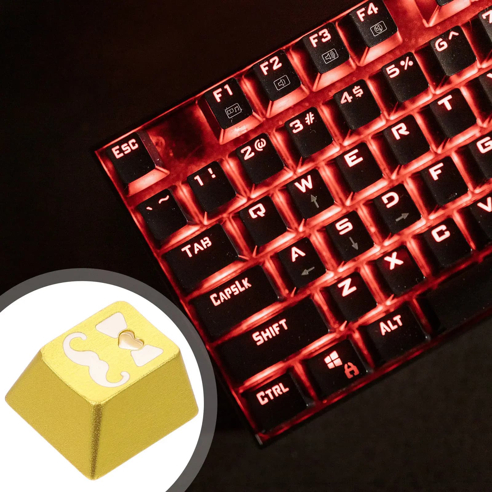 Keycap a Forma di Cuore in Lega di Alluminio, Tasti di Ricambio per Tastiera Meccanica, Tasti Retroilluminati per Gaming, Accessori per Tastiera PC