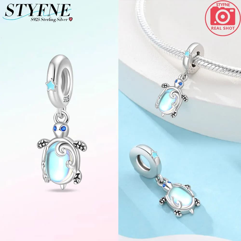 Ciondolo con perline in argento sterling 925 con ciondolo della vita marina, adatto per bracciale originale per la creazione di gioielli, regalo di San Valentino