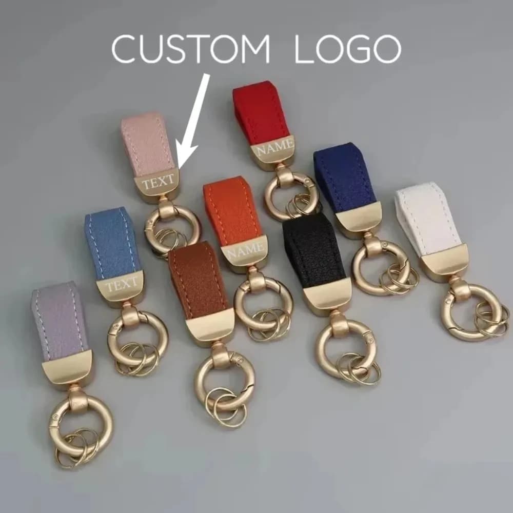 Portachiavi Corto in Pelle per Uomo e Donna, Vintage, Personalizzabile con Logo e Nome, Anello Portachiavi Auto, Incisione Laser, Regalo