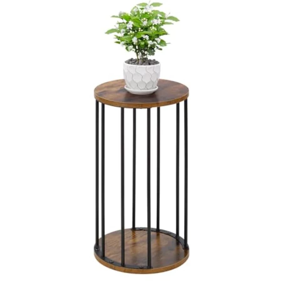 Supporto per piante da interno, piccolo sgabello per piante, supporto angolare per vasi di fiori, in metallo resistente, stile Mid-Century, alto, per decorazioni domestiche moderne, rotondo.