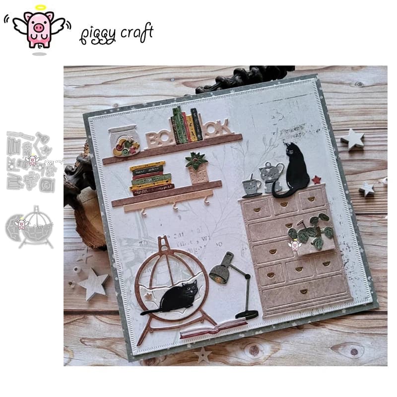 Piggy Craft metal cutting dies cut die mold Bookshelf furniture Scrapbook paper craft knife mould blade punch stencils dies
