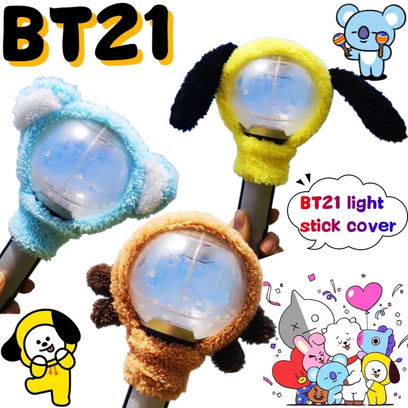 Nuovo BT21 RJ Shooky Mang Chimmy Tata Cooky Copertura Della Lampada Creativo di Alta Aspetto Anime Cute Doll Modello Concerto Supporto Stick copertura