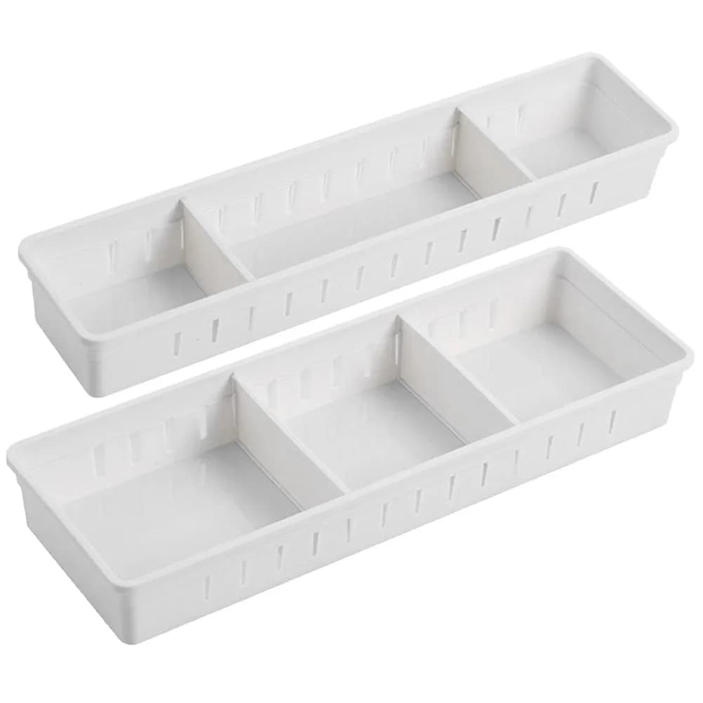 Set di 2 Organizzatori per Cassetti, Contenitori Multiuso con Scomparti per Cassettiere, Scrivanie e Oggetti Vari, Trasparenti