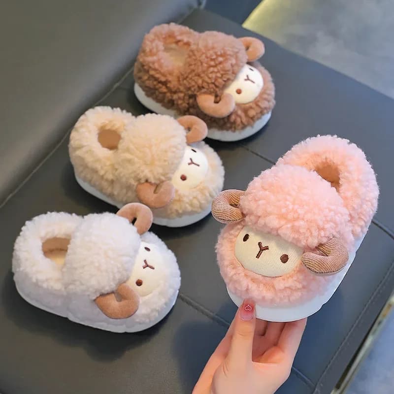 Children's Cotton Slippers Kids Girls Hot Non-slip Slippers for Home Fashion Cute cartoon Alpaca Parent-Children's Footwear