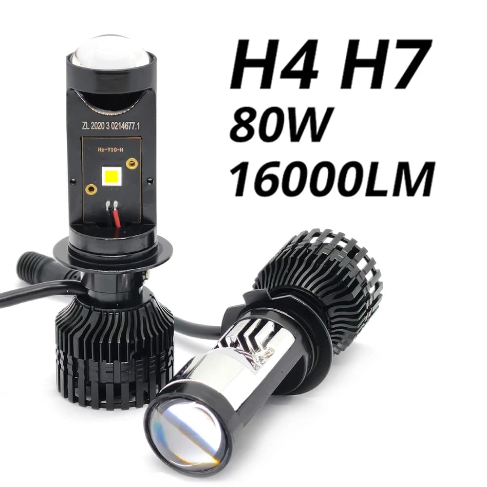 1 pezzo H7 Auto Mini Lente Faro H4 Proiettore A LED Lampadina 6000K 16000LM Auto Moto Lampada 12V Luce abbagliante e anabbagliante