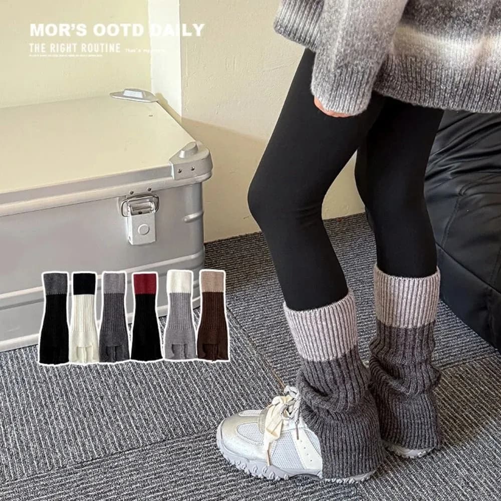 Cute Harajuku Children's Leg Warmers Japanese Style Color Blocking Lolita Knitted Socks Sweet Kawaii Kids Long Socks Autumn