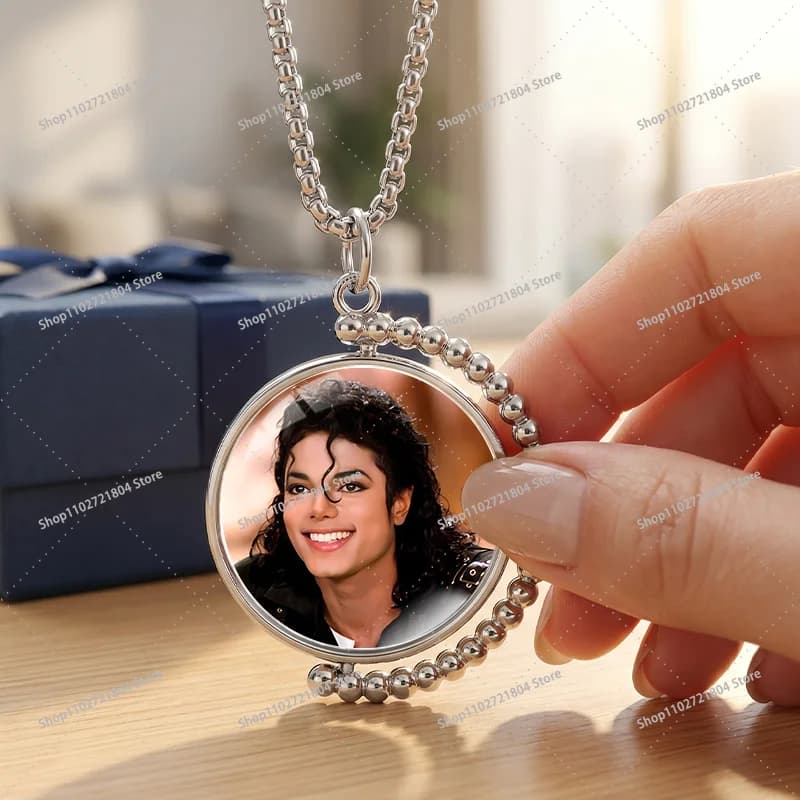 King of Pop Michael Jackson Fashion Necklace for Men Women Anime Cartoon Printed Necklaces Couple Fan Good-looking Necklace Gift