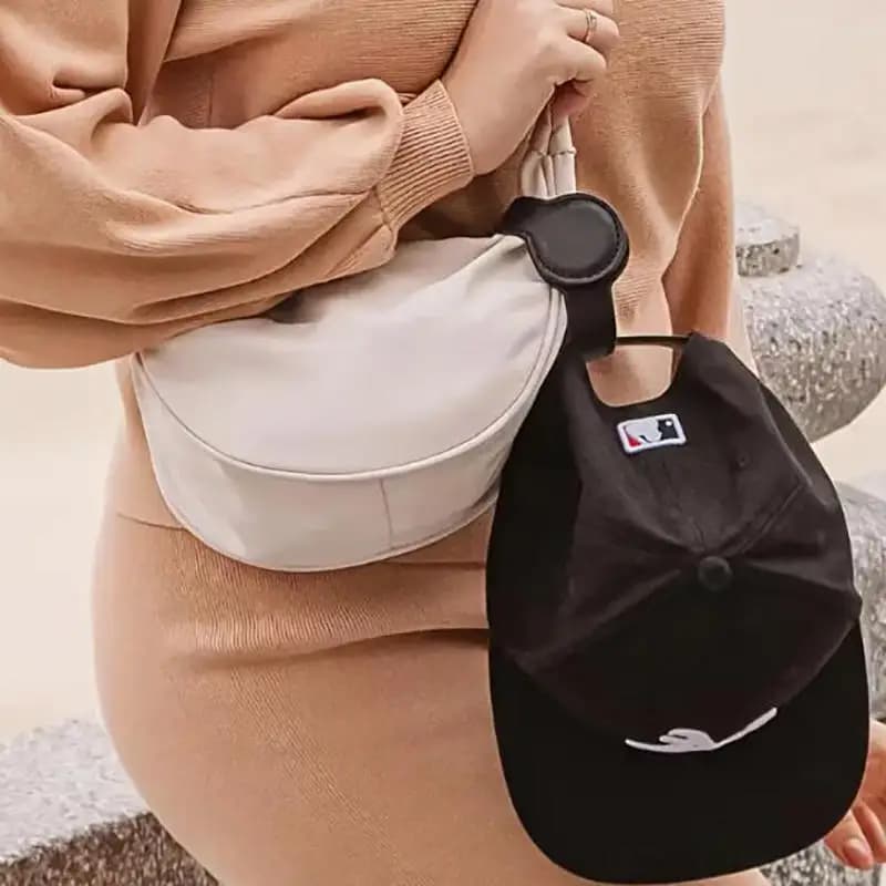 Clip Magnetico per Cappello da Borsa in Pelle PU, Porta Cappello con Morbida Pelliccia Sintetica, Clip Rotonda Robusta per Accessori da Borsa per Viaggi e Escursioni all'Aperto