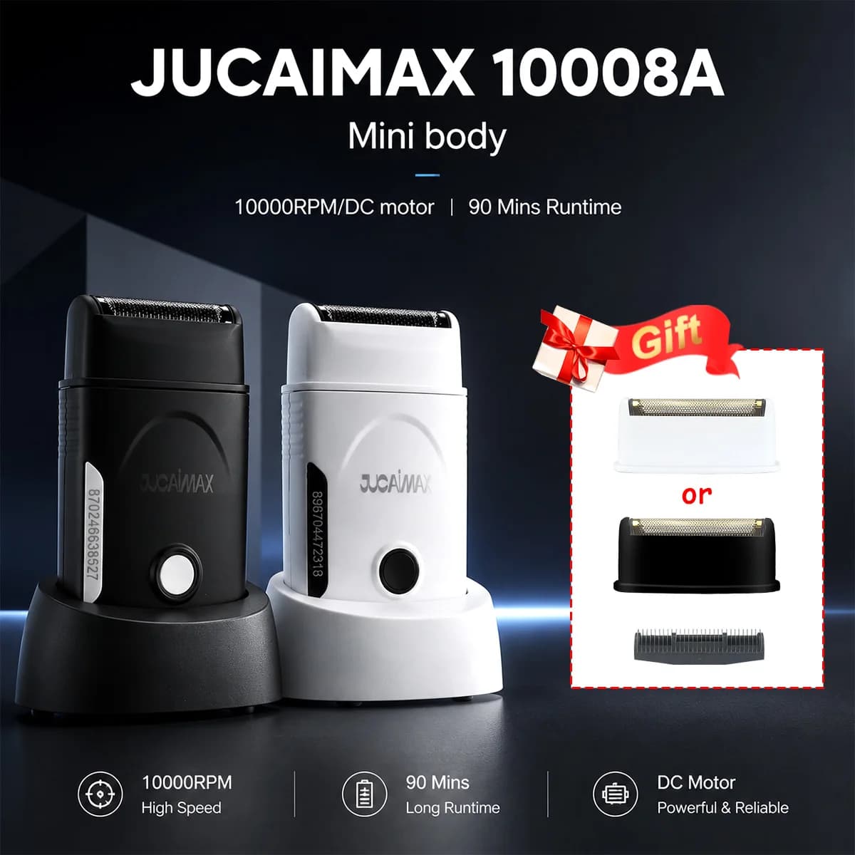 JUCAI JC10008A Beard Trimmer for Men Mini Body with Dock 10000RPM Electric Shaver Professional Foil Shaver Hair Trimmer Machine