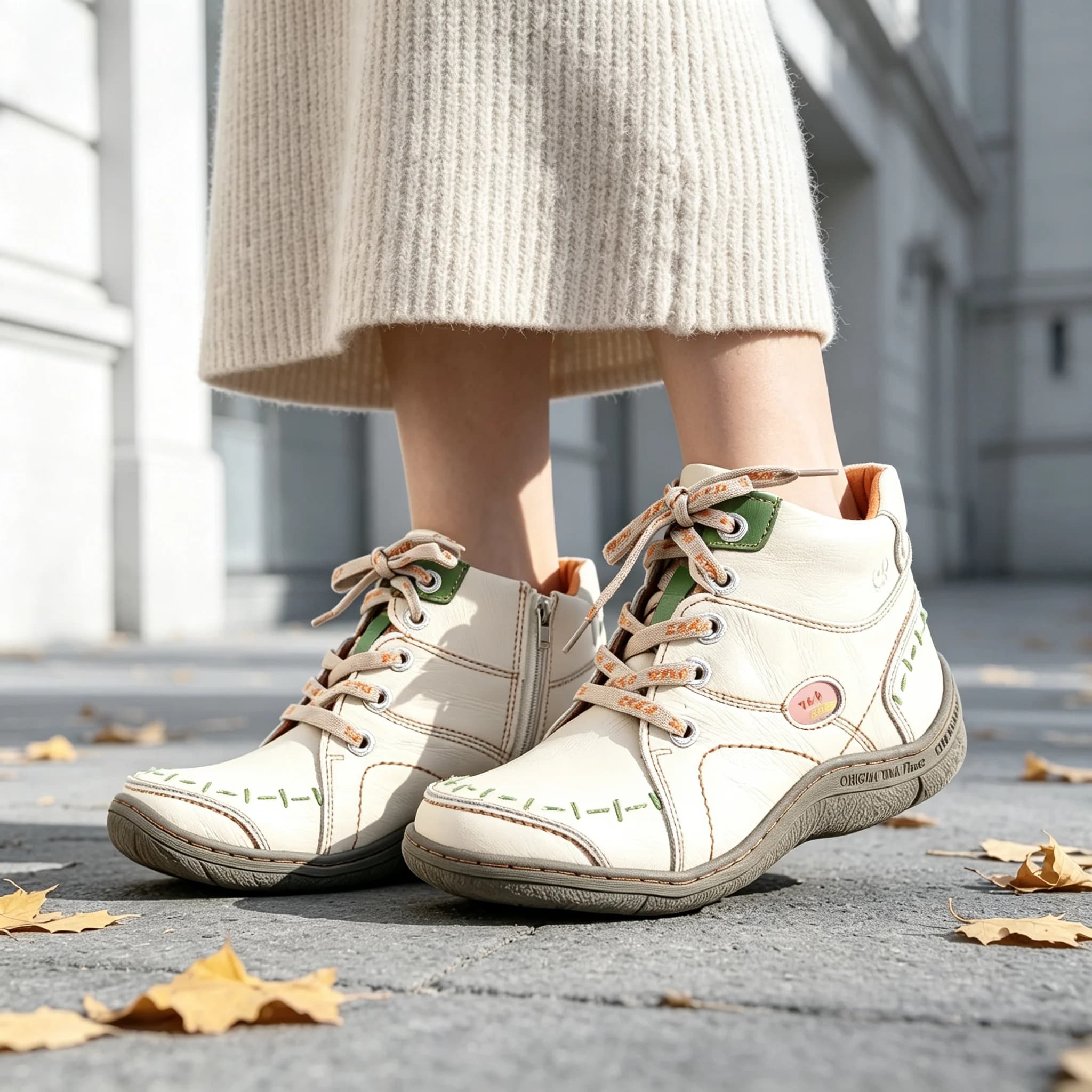 TMA EYES Women's Vintage Casual Low Cut Boots Spring Autumn Winter Ankle Lace Up Work Boots Fashion Distressed Washed Leather Shoes