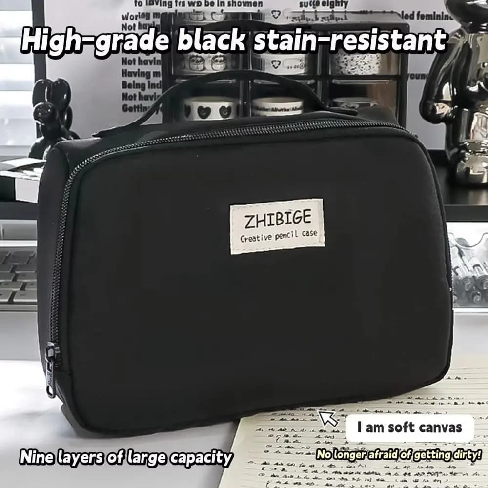 Astuccio Semplice in Tela per Studenti, Borsa per Trucchi Resistente allo Sporco, Astuccio Portamatite a 9 Scomparti, Organizer Multifunzionale, Astuccio Macaron
