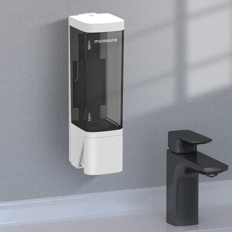 350ML Wall Mounted Soap Dispenser No Drill - Waterproof for Shampoo Body Wash Hand Soap Lotion, Minimalist Design for Bathroom R