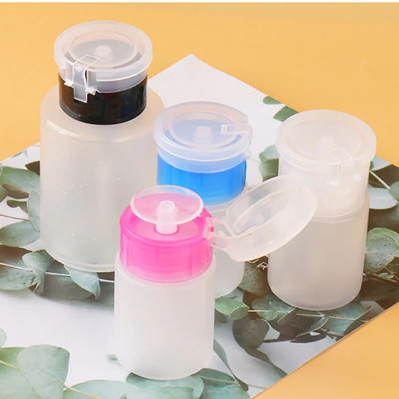 Flaconi Ricaricabili per Unghie da 60ml e 180ml, Dispenser a Pompa Vuoto per Smalto e Detergente, Bottiglia con Pompa a Pressione per Liquidi Cosmetici