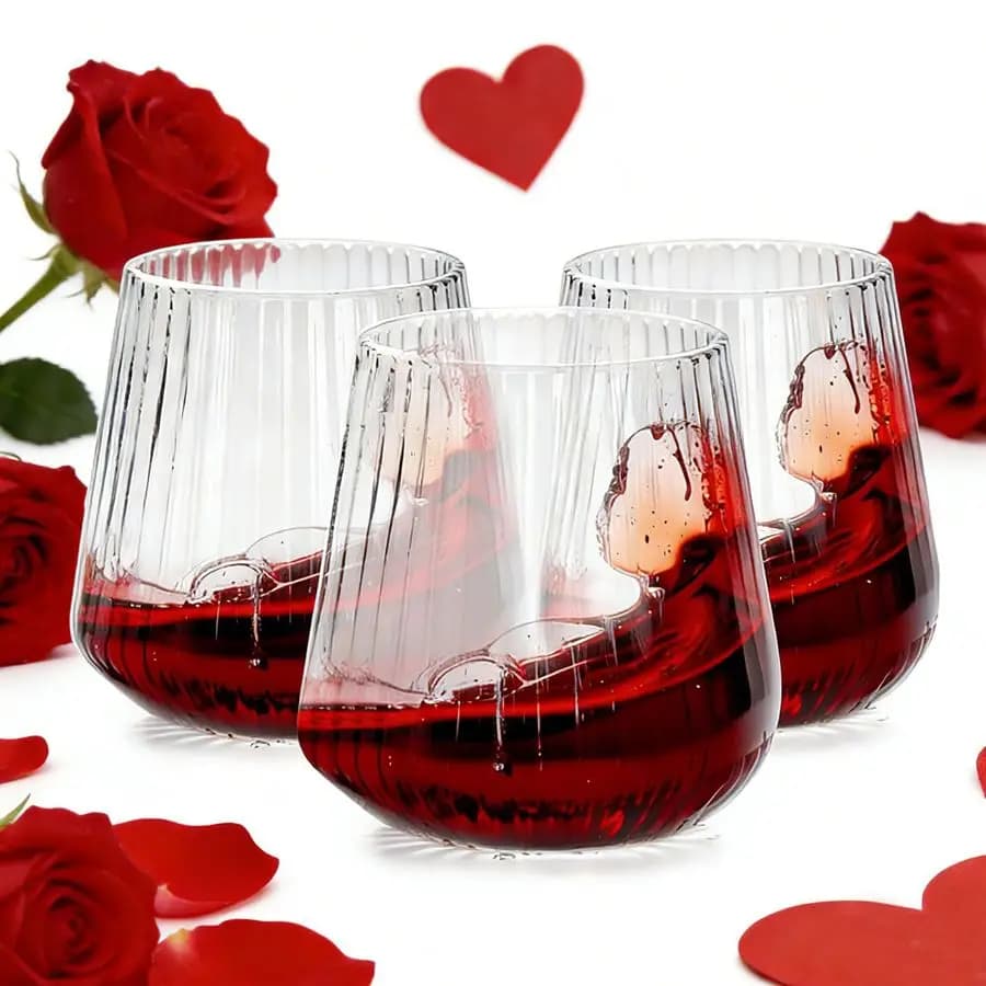 Set di 30 Bicchieri da Vino in Plastica Scanalata, 14 OZ, Spessi, Senza Stelo, Usa e Getta, Infrangibili, per Vino, Champagne, Whisky e Cocktail