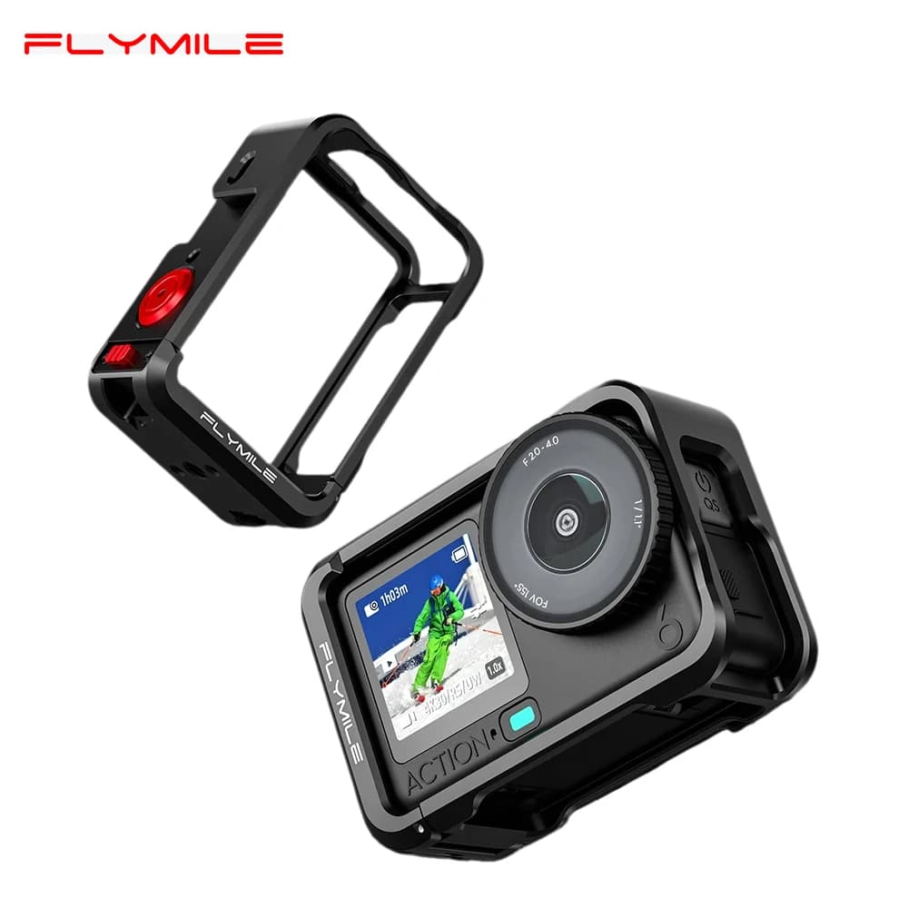 Flymile Gabbia Metallica per DJI Osmo Action 6, Telaio Protettivo a Sgancio Rapido in Lega di Alluminio con Accessori per Fotocamera Cold Shoe