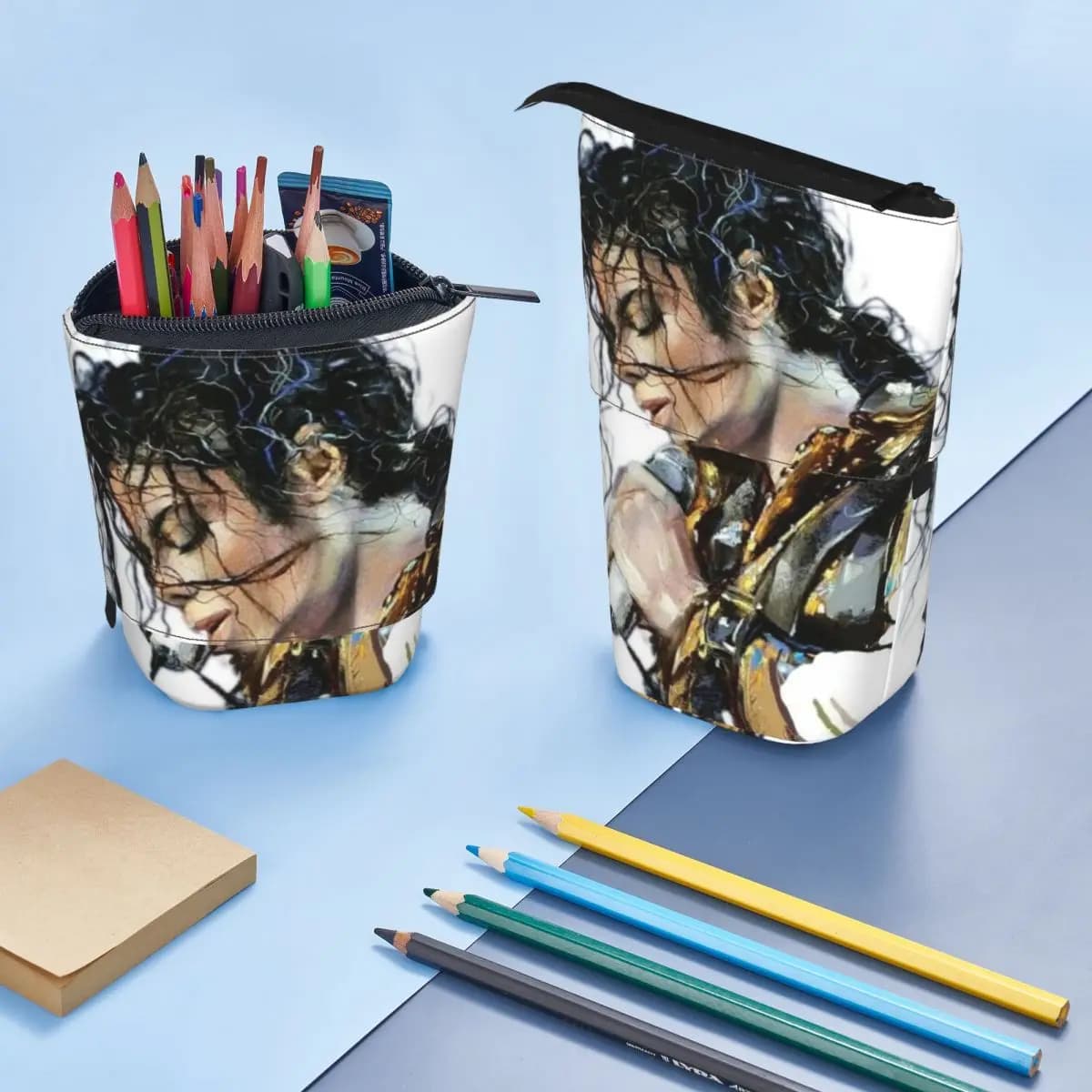 Astuccio reversibile per studenti con stampa di Michael Jackson, musicisti, cantanti e ballerini, ideale come regalo, portapenne, borsa per matite, articoli di cancelleria