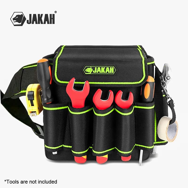 Jakah Custodia per attrezzi a 7 tasche, Organizzazione della custodia per attrezzi marrone, Borse per attrezzi per elettricisti resistenti da uomo, Custodia per cintura laterale JK-145