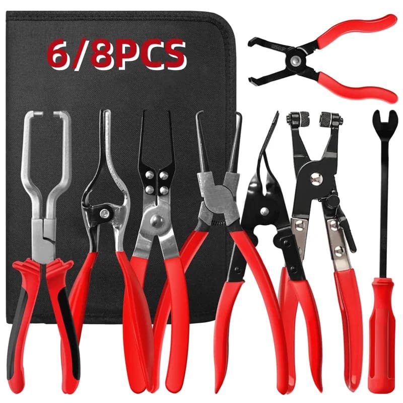 Set di Pinze per Scollegare Tubi Carburante, Kit di Strumenti per Spellatura Cavi Auto e Separazione Cavi, Leva per Rimozione Clip in Plastica per Riparazione Auto