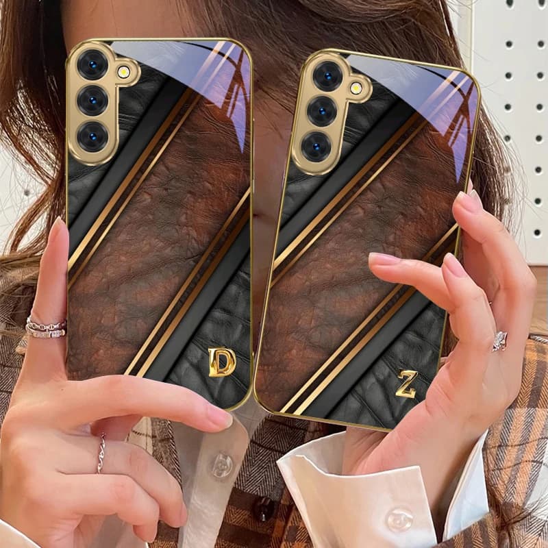 Lettere dorate brillanti per Samsung Galaxy S20 FE S21 S22 S23 Plus S24 Ultra 25Ultra S21 + S9 + S22Plus Custodia in vetro dorato