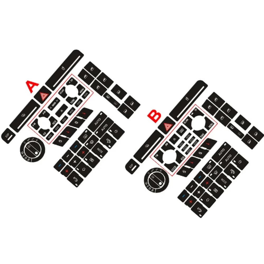 1 Set Black Vinyl Auto Interior Door Lock Window Air Conditioner Push Button Repair Decal Stickers for Audi A4 B6 B7 A6 A2 A3