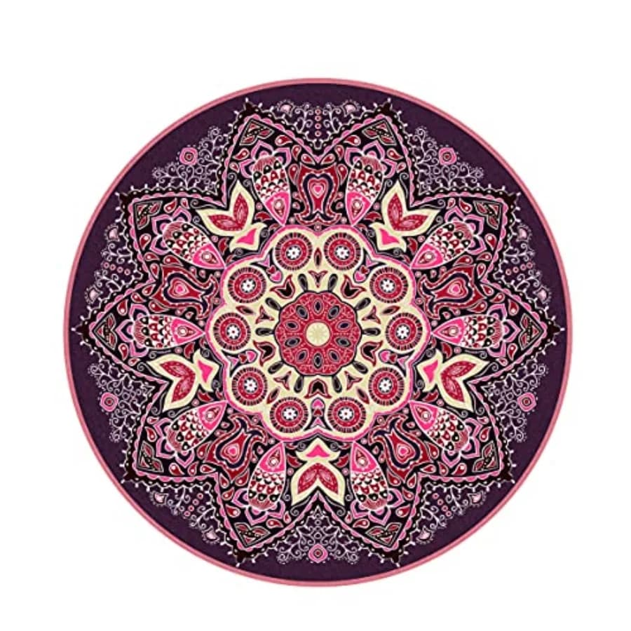 Large Round Yoga Mat 4.6'X3.5mm for Exercise Premium Extra Thick Ultra Comfortable Non Slip Meditation Mat