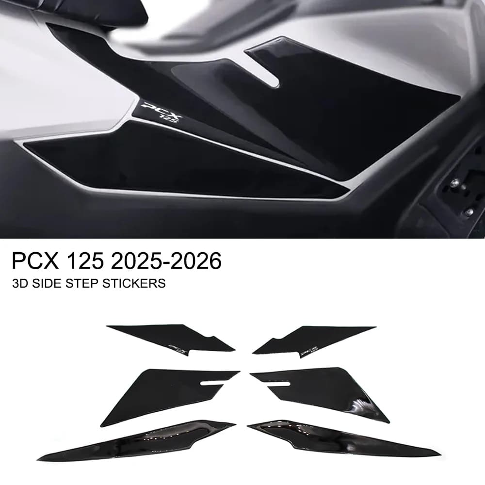 Per Honda PCX 125 PCX125 2025-2026 Nuovo lato moto pedana nero 3D resina epossidica adesivo protezione adesivi kit