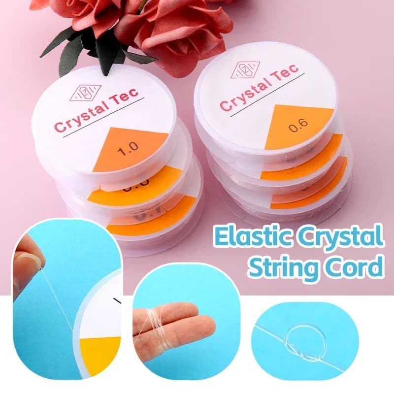 12 Rolls Assorted Size Elastic String Crystal Elastic Cord Thread Kit with 5pcs Large Eye Beading Needles for Bracelets Making