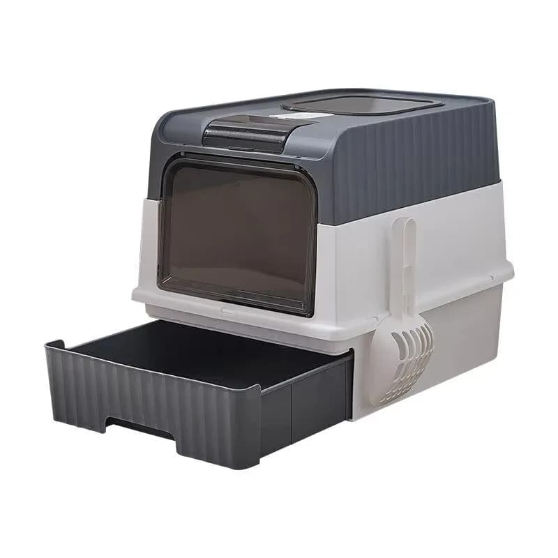 Lettiera per Gatti Quadrata in Plastica Anti-Schizzi da 20L, Extra Grande, Completamente Chiusa con Ingresso Superiore, Sterilizzante e Deodorante - Vendita all'Ingrosso