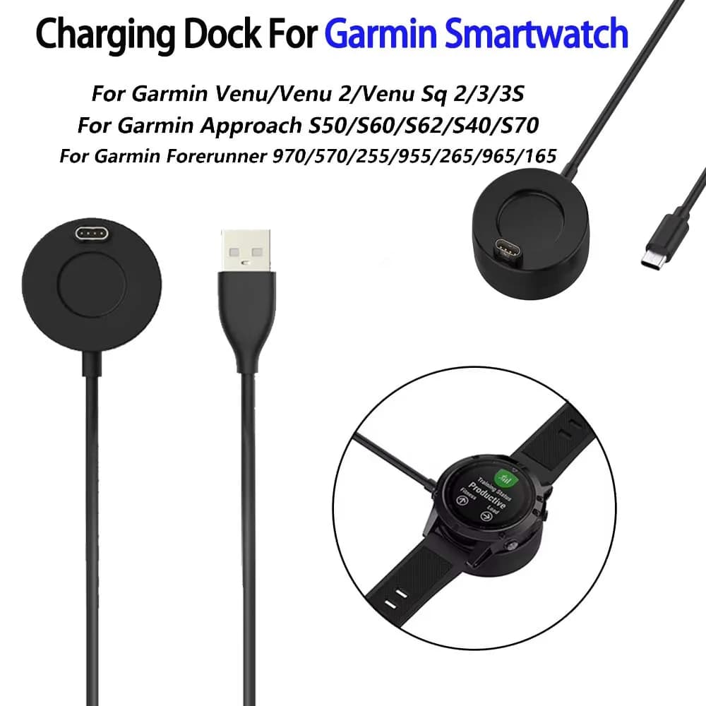 Caricabatterie per Garmin Fenix 5 5S 5X 6 6S 6X 6Pro 7 7X Plus 8 /Venu 2 2S Sq Vivoactive 3 4, Stazione di Ricarica USB-C con Supporto