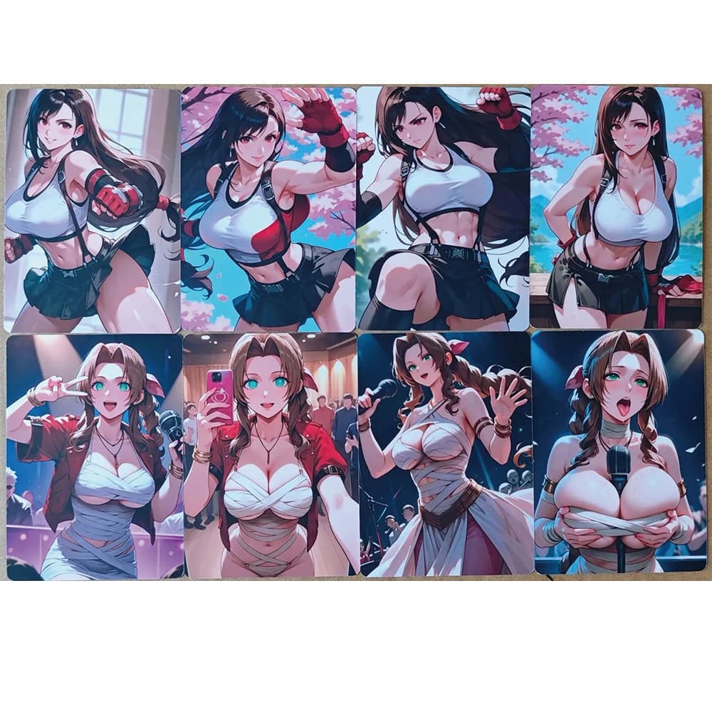8 pezzi di carte sexy Final Fantasy 7 FF7 Tifa Aerith Gerusalemme gioco di carte per adulti carte PTCG fai da te carta di raccolta di animazione per ragazzo 18+