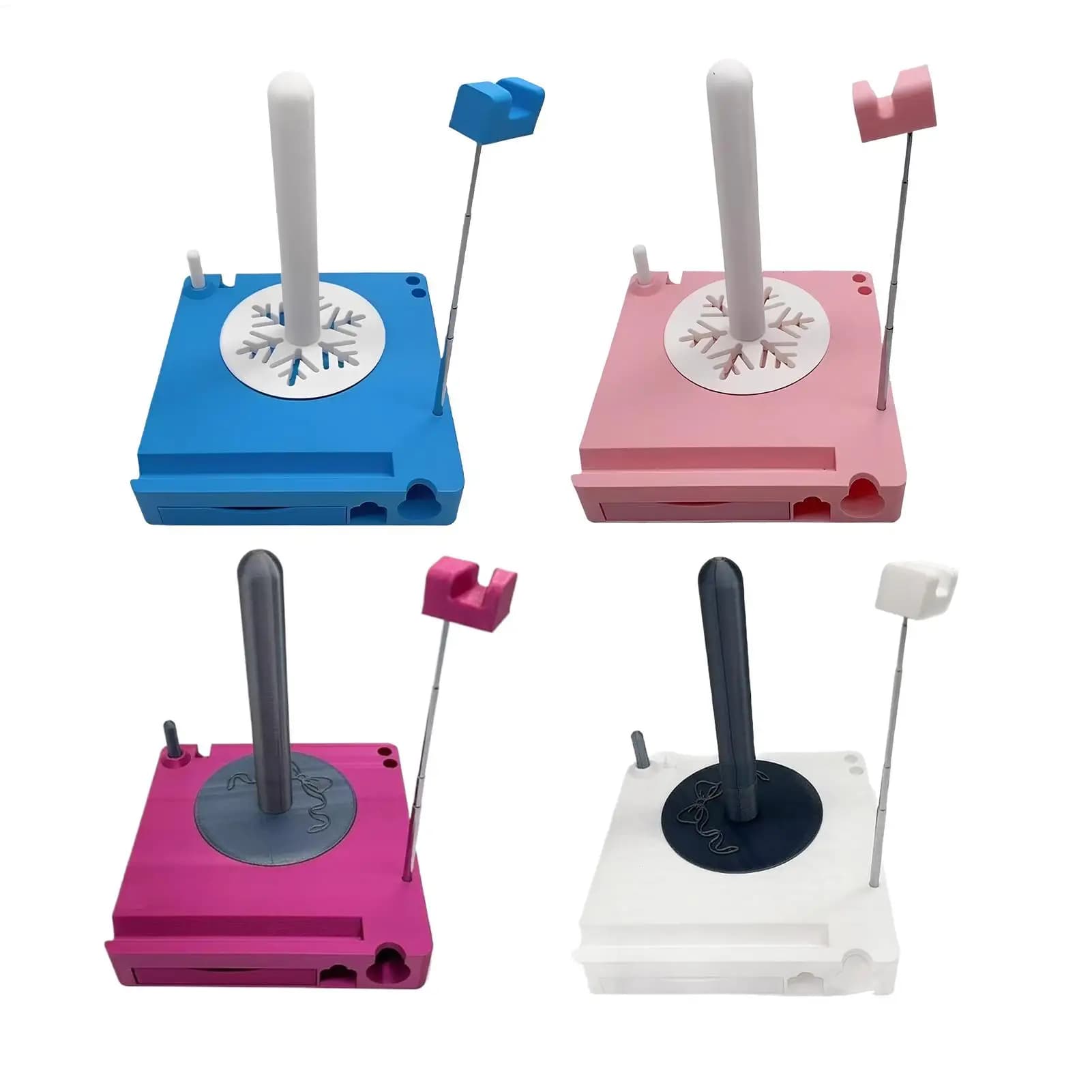 Scatola per bobine portatile multifunzione per organizer per filato all'uncinetto con supporto per filato staccabile e supporto per telefono Spinner per filato