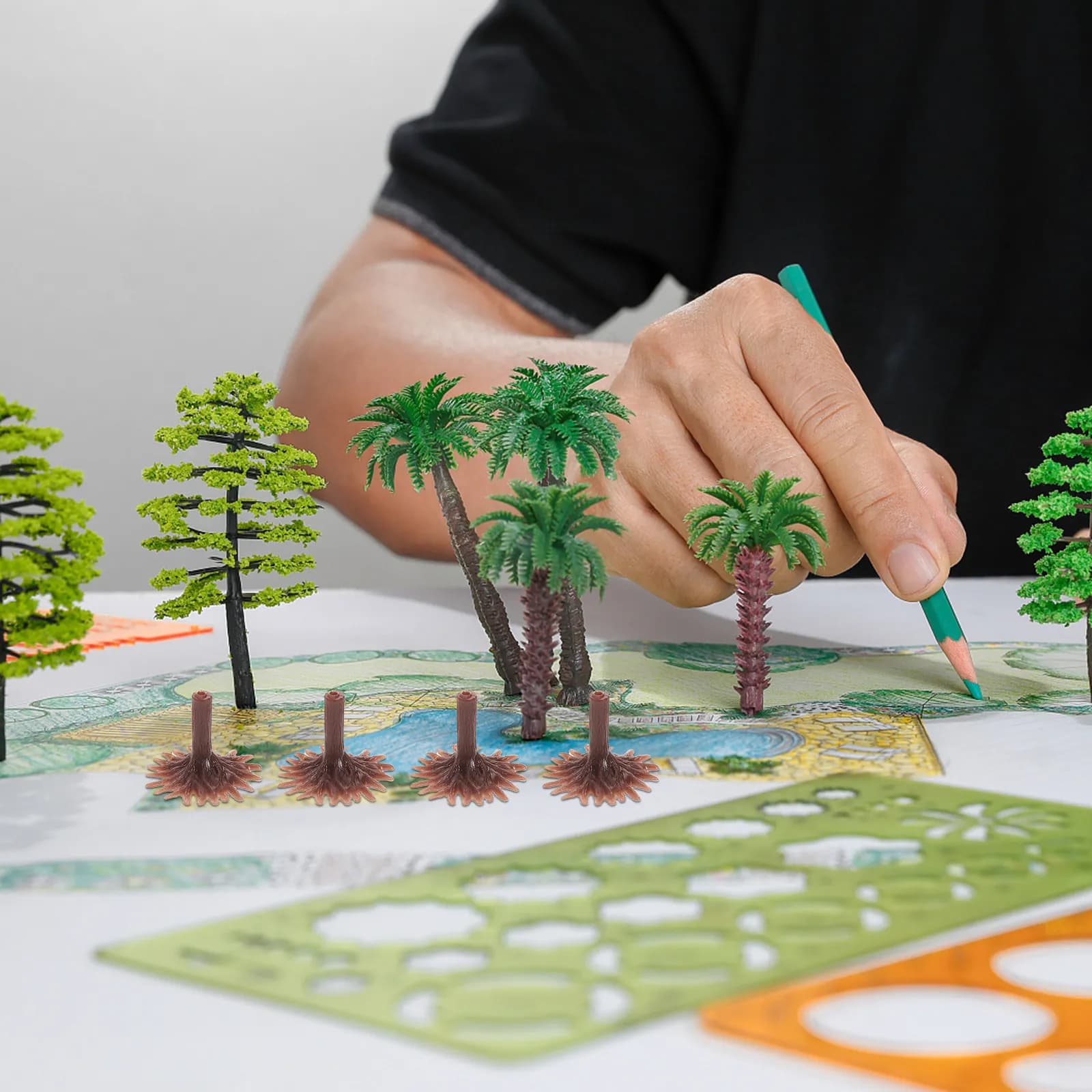 50Pcs Plastic Tree Base Holder Versatile Use Stable Foundation for Architectural Models Railway Scenery Sand Table