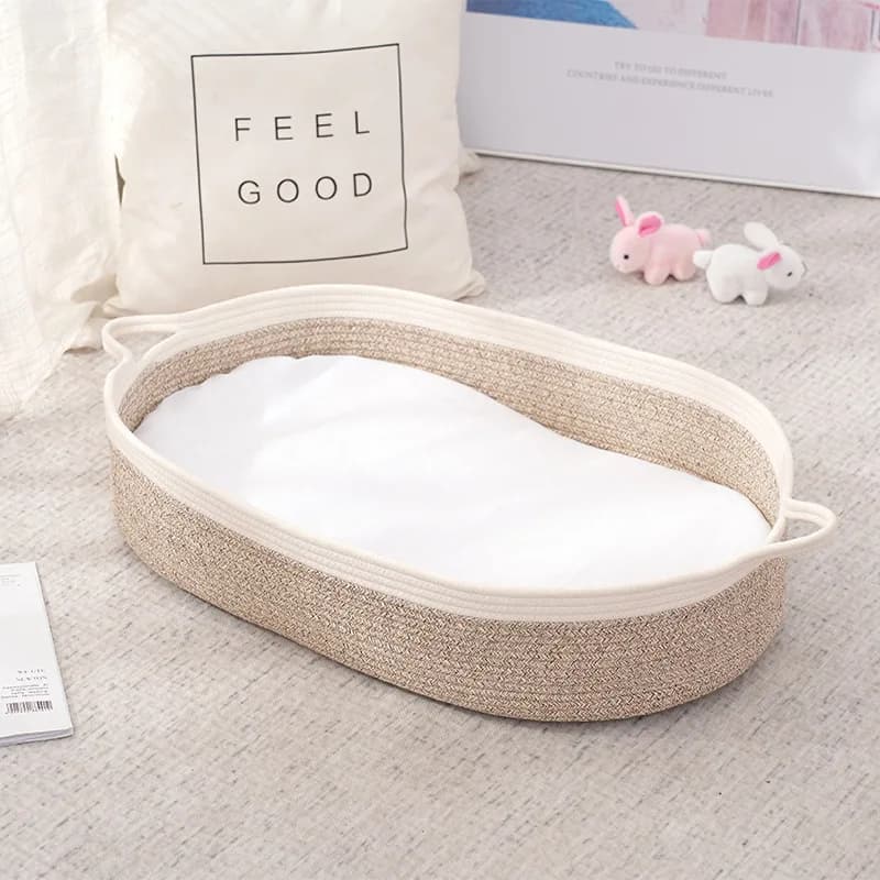 Cotton Rope Baby Basket Portable Foldable Newborn Sleeping Bed Handwoven Infant Carrier Bassinet with Mattress for Outings