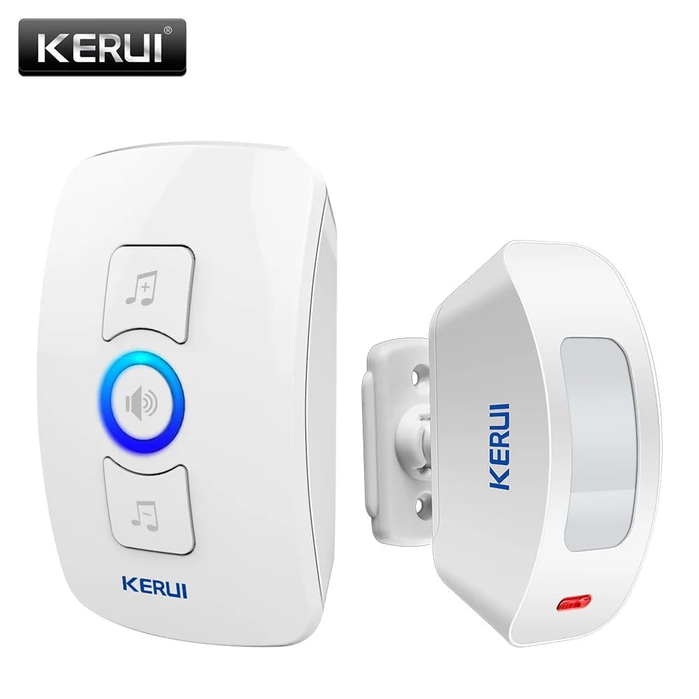 KERUI Campanello senza fili con sensore di movimento per interni con suono Rilevatore di movimento a infrarossi Campanello per porta di allarme per hotel di sicurezza domestica