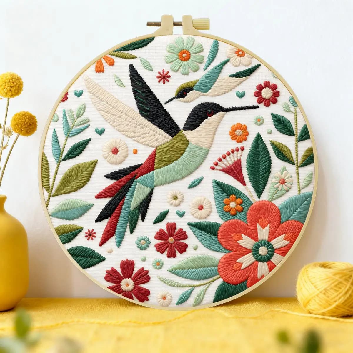 1pc 20X20CM/15X15CM 7.87/6.3inch Seaside View Embroidery Starter Kit DIY Kit DIY Embroidery Kit Manualidades Set for Beginner