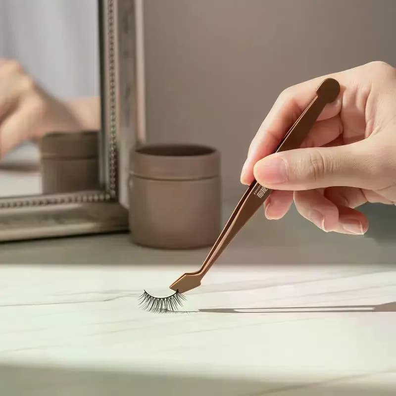 Pinzette per Ciglia in Acciaio Inossidabile, Curve e Antiaderenti, Strumento per Trucco per Principianti
