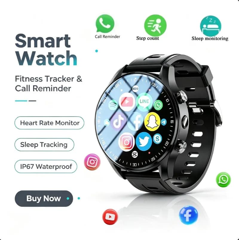 Smart Watch Fitness Tracker Heart Rate Sleep Monitor Call Reminder Sports Smartwatch for Men Women