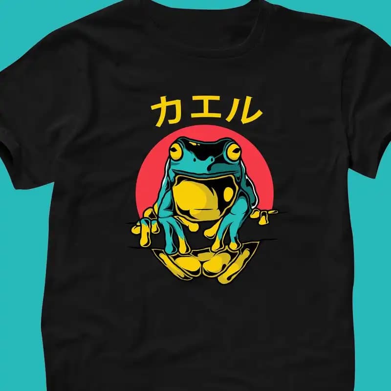 Frog Kanji T-Shirt | Y2K Shirt | Graphic Shirt | Retro | Anime | Frog | Cartoon | Pop Culture | Unique Gift | Gaming | Gym | Unisex T-Shirt